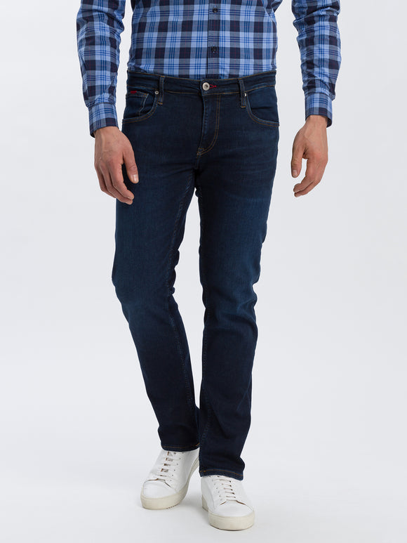 E_198_026_cross_jeans_Damien_Slim Fit_Dark Blue Rined_Länge 36 - L36_Frontbild