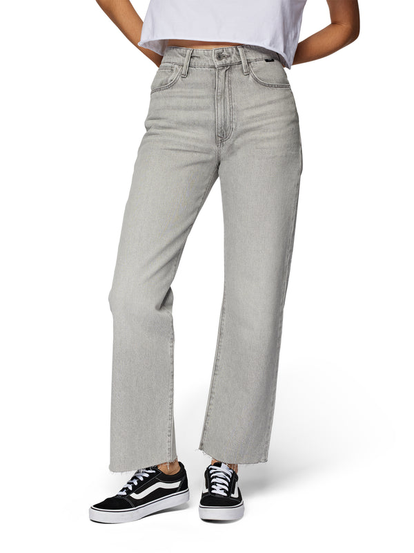 MAVI - BARCELONA, Loose Straight, Grey Brushed Denim, L35, L37 - vorne - Bund - Knopf - Beine 