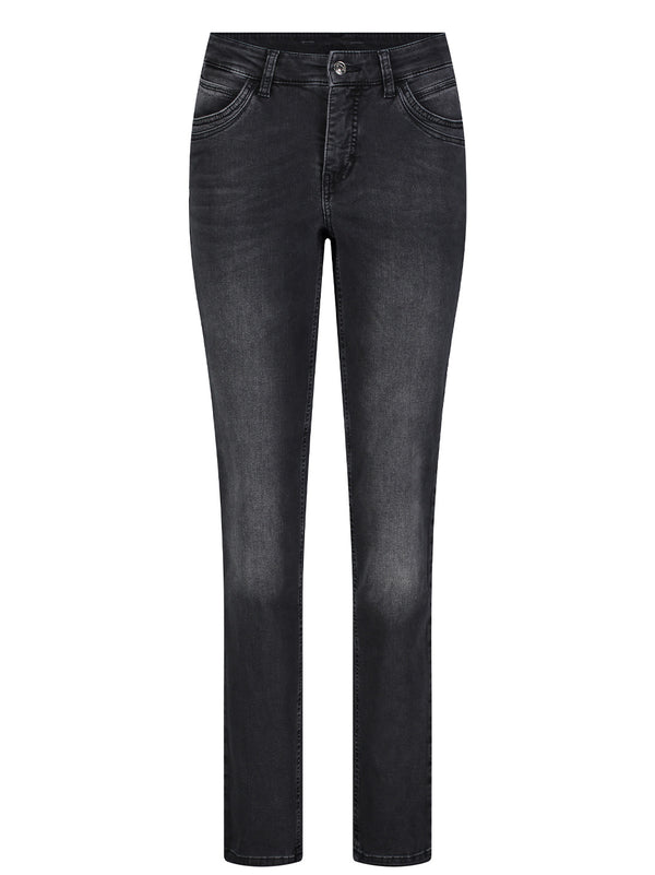 MAC - MELANIE Glam, Feminine Fit, Straight Leg, Nieten, Basic Used Black Wash - High Waist, Länge 34 - L34 - Länge 36 - L36 - vorne - Beine - Vorderansicht