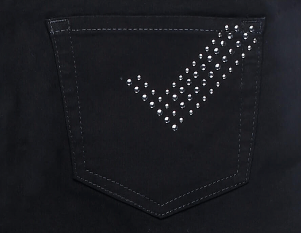 MAC - MELANIE Glam, Feminine Fit, Black-Black, Straight Leg, Nieten, High Waist, Länge 34 - L34 - Länge 36 - L36 - hinten - Gesäß - Detailansicht