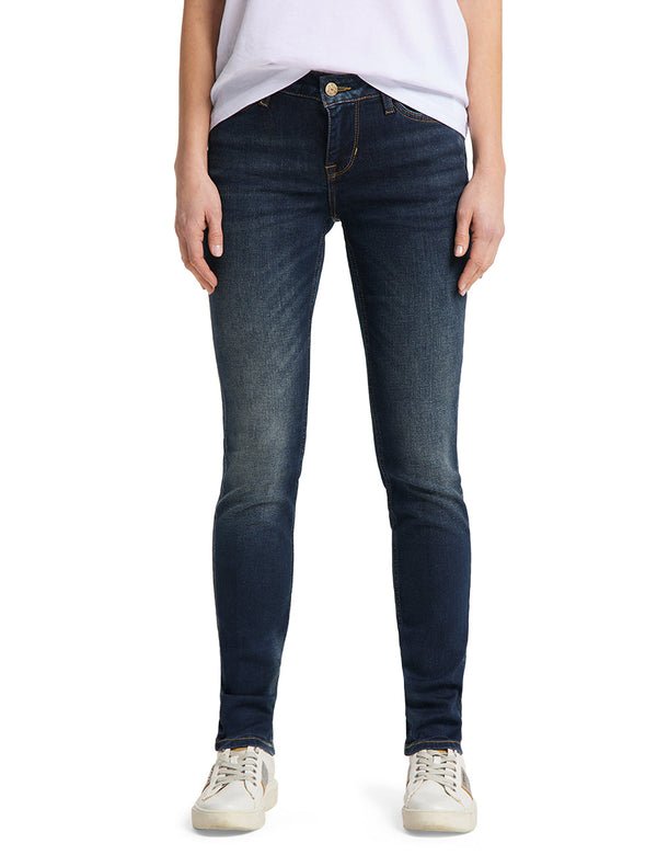 MUSTANG - Jasmin Slim, Slim Fit, Dark Used, Blue, Mid Waist, Länge 34 - L34 - vorne - Beine - Vorderansicht