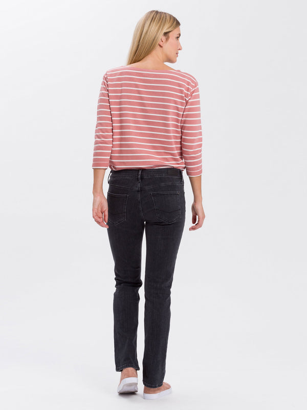 CROSS JEANS - ROSE Jeans, Straight Fit, Dark Grey, High Waist, Länge 34 - L34 - Länge 36 - L36 - hinten - Ganzkörper - Rückansicht