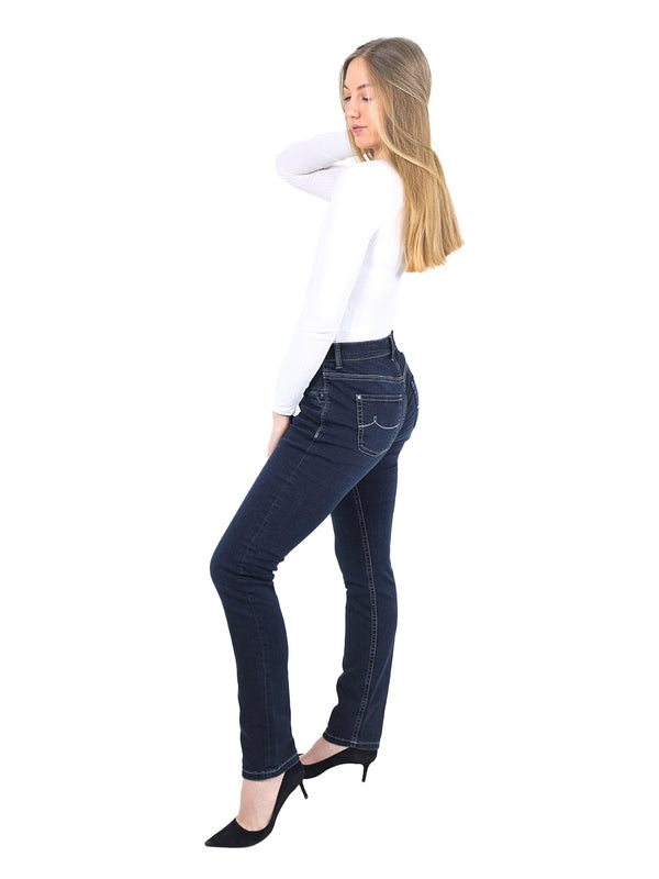 PIONEER - SALLY, Straight Fit, Blue Black Used, Mid Waist, Länge 34 - L34 - Länge 36 - L36 - Länge 38 - L38 - Seite - Ganzkörper - Seitansicht