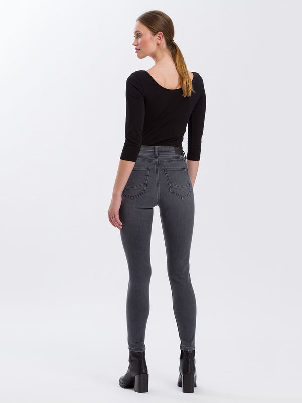 CROSS JEANS - JUDY, Skinny, Dark Grey, Biobaumwolle, High Waist, Länge 36 - L36 - hinten - Ganzkörper - Rückansicht