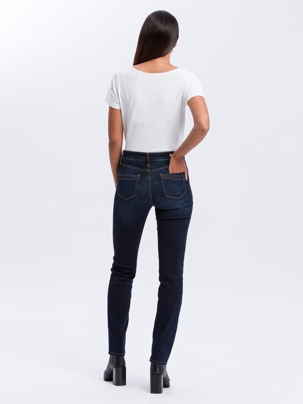 CROSS JEANS - ANYA Jeans, Slim Fit, Dark Blue, Länge 30 - L30 - Länge 32  - L32-  Länge 34 - L34 - Länge 36 - L36 -hinten - Ganzkörper - Rückansichtlue