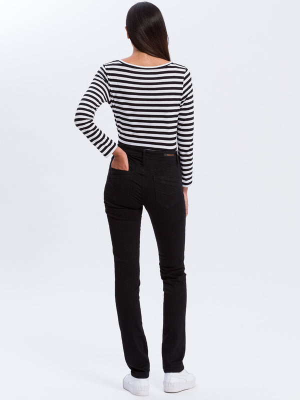 CROSS JEANS - ANYA Jeans, Slim Fit, HIgh Waist, Black - Läange 30 - L30 - Länge32 - L 32 - Länge 34 -  L34 - Länge 36 - L36 - hinten- Ganzkörper - Rückansicht