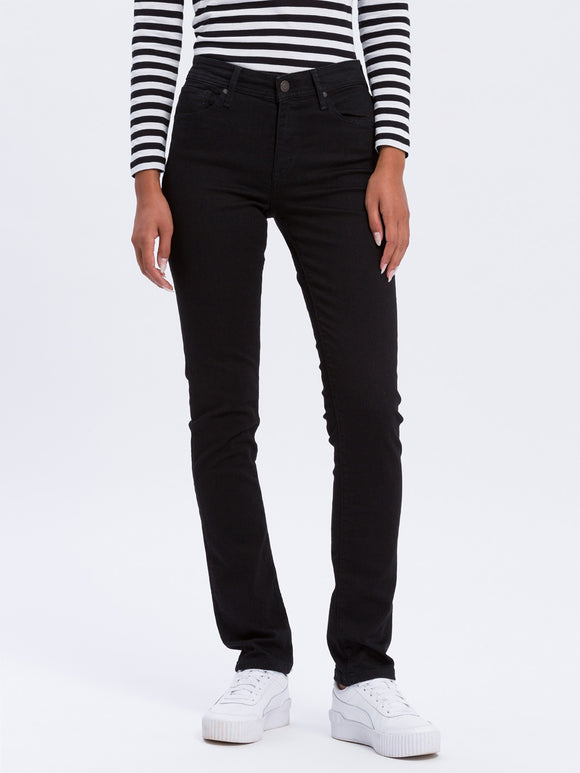 CROSS JEANS - ANYA Jeans, Slim Fit, HIgh Waist, Black - Läange 30 - L30 - Länge32 - L 32 - Länge 34 -  L34 - Länge 36 - L36  vorne - Beine - Detailansicht