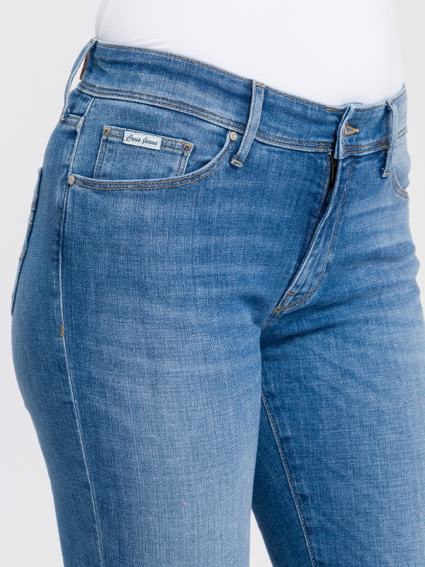 CROSS JEANS - ANYA Jeans, Slim Fit, Mid Blue, Decal, Seite, Unterkörper, 5-Pocket-Style