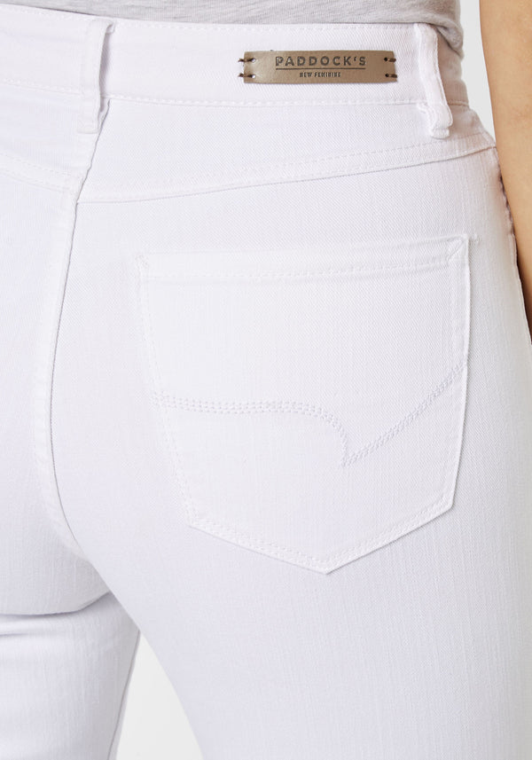 PADDOCK'S - PAT, Slim Fit, White, High Waist, Länge 34 - L34 - Länge 36 - L36  - hinten - Gesäß - Detailansicht