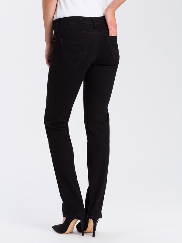 CROSS JEANS - ROSE Jeans, Straight Fit, Black, High Waist, Länge 30 - L30 -  Länge 32 - L32 - Länge 34 - L34 - Länge 36 - L36 - hinten - Beine - Rückansicht